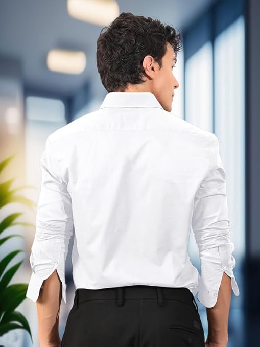 Prestino Men's Solid Classic Fit Shirt with Premium Fabric and Stylish Design for Everyday Wear