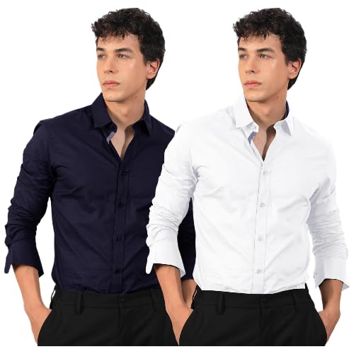 Prestino Men's Solid Classic Fit Shirt with Premium Fabric and Stylish Design for Everyday Wear