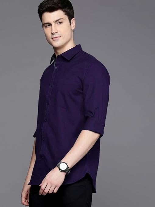 Mervon Men's Cotton Blend Casual Long Sleeve Solid Formal Shirts for Office & Events (Pack of 3)