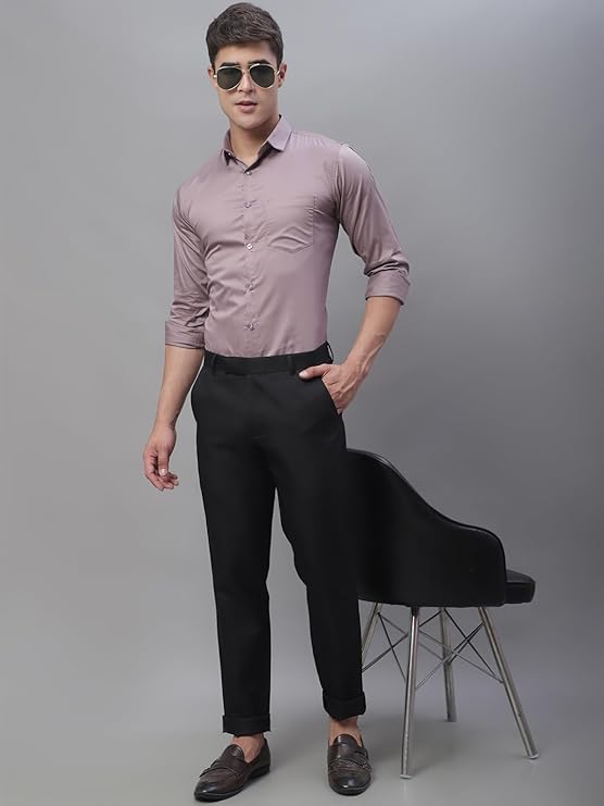 Mirello Men’s Slim Fit Satin Cotton Formal Shirt – Stylish Office Wear with Comfortable Fit