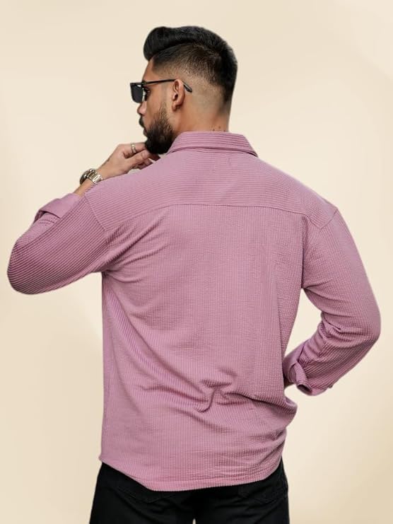 IndoCraft Men's Regular Fit Fancy Double Pocket Full Sleeve Casual Shirt for Stylish Everyday Wear