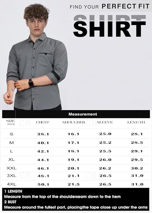 CENBROOK Men's Regular Fit Solid Cotton Casual Shirt with Soft Touch Fabric, Pocket Detail & Full Sleeve