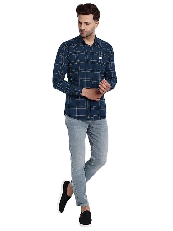 Maverick Mode Slim Fit Cotton Casual Check Shirt for Men – Stylish and Comfortable Daily Wear
