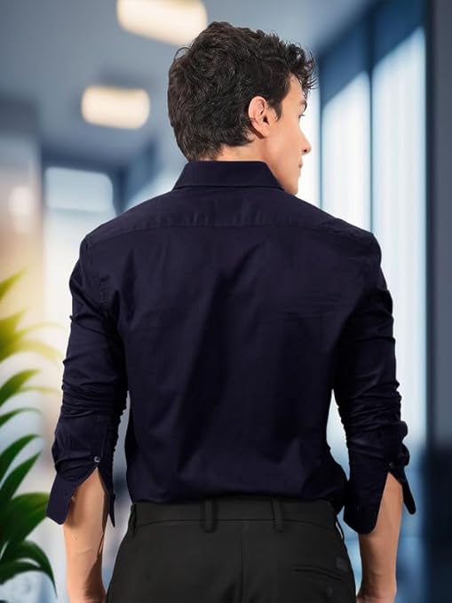 Prestino Men's Solid Classic Fit Shirt with Premium Fabric and Stylish Design for Everyday Wear