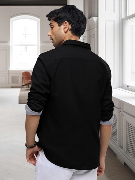 Pryson Casual Men's Shirt Solid Purple Regular Fit Long Sleeve Stylish Formal & Everyday Wear Shirt