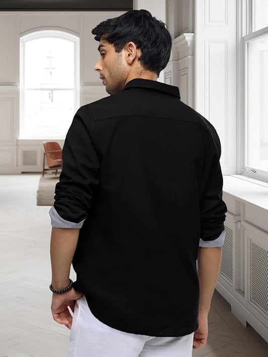 Pryson Casual Men's Shirt Solid Purple Regular Fit Long Sleeve Stylish Formal & Everyday Wear Shirt