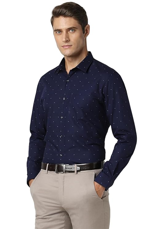 Pryden Edge Men's Cotton Slim Fit Ditsy Print Full Sleeve Shirt for Stylish Casual Wear