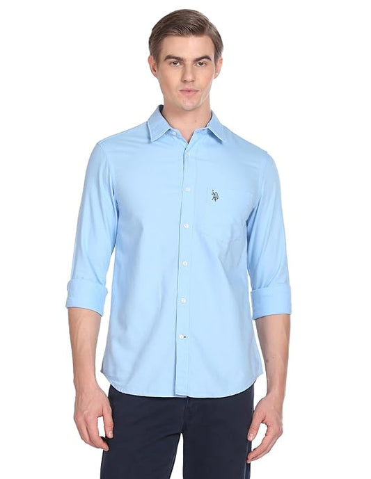 Urban Style Apparel Men's Classic Fit Cotton Shirt with Full Sleeves, Button Closure and Smart Collar