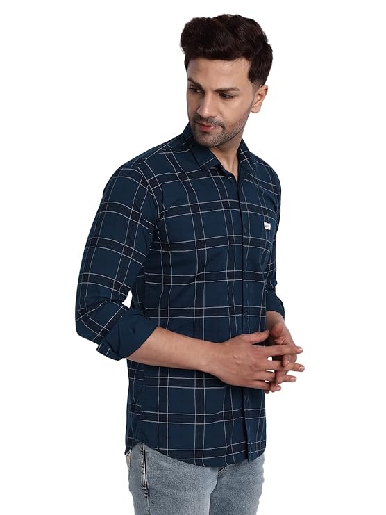 Maverick Mode Slim Fit Cotton Casual Check Shirt for Men – Stylish and Comfortable Daily Wear