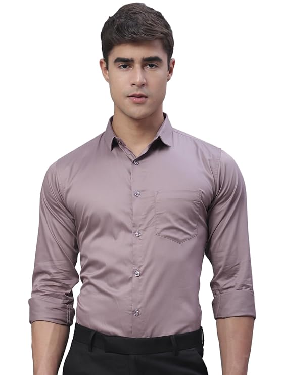 Mirello Men’s Slim Fit Satin Cotton Formal Shirt – Stylish Office Wear with Comfortable Fit