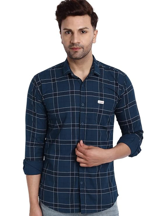 Maverick Mode Slim Fit Cotton Casual Check Shirt for Men – Stylish and Comfortable Daily Wear