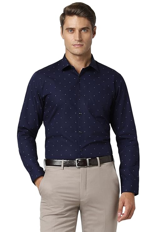 Pryden Edge Men's Cotton Slim Fit Ditsy Print Full Sleeve Shirt for Stylish Casual Wear