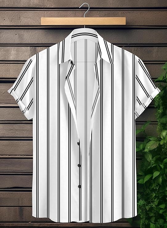 Mavrix Men's Polycotton Blend Stretchable Regular Fit Striped Printed Stylish Modern Shirt for Men