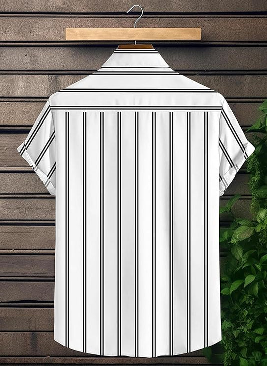 Mavrix Men's Polycotton Blend Stretchable Regular Fit Striped Printed Stylish Modern Shirt for Men